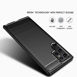 Samsung Galaxy S22 Ultra 5G Удароустойчив Carbon Fiber Калъф и Протектор