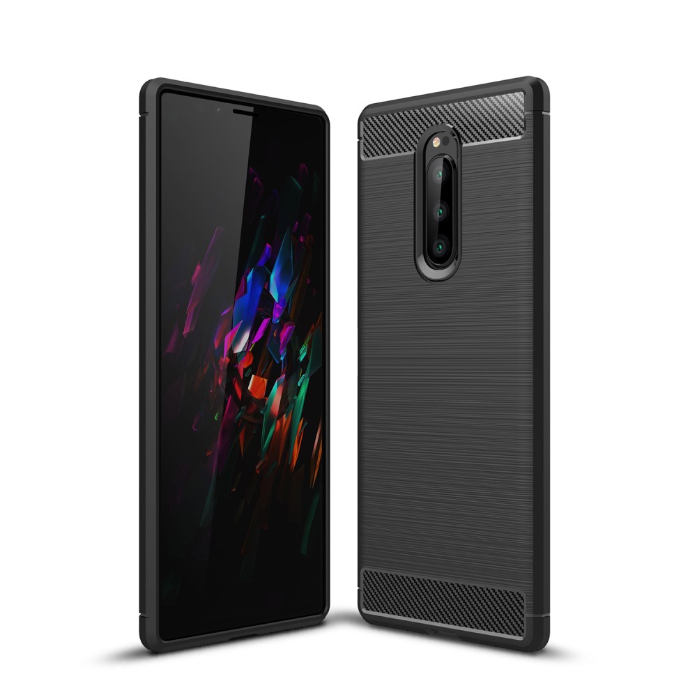 Sony Xperia 1 Carbon Fiber Удароустойчив Калъф и Протектор