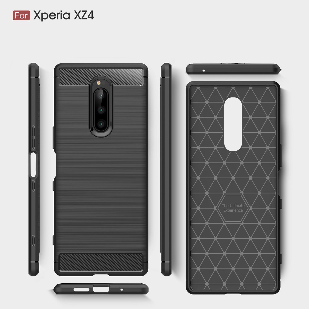 Sony Xperia 1 Carbon Fiber Удароустойчив Калъф и Протектор
