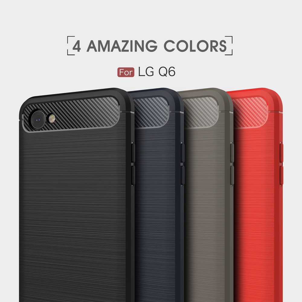 LG Q6 Удароустойчив Carbon Fiber Калъф и Протектор