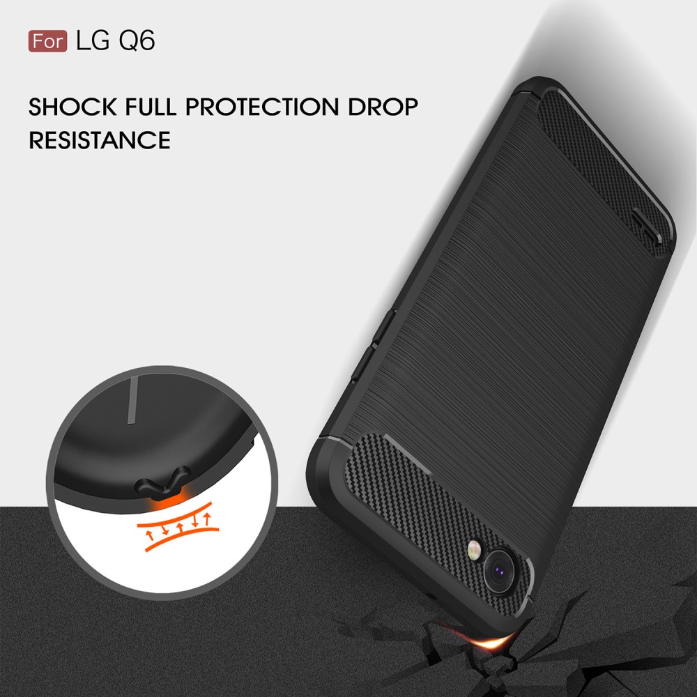 LG Q6 Удароустойчив Carbon Fiber Калъф и Протектор