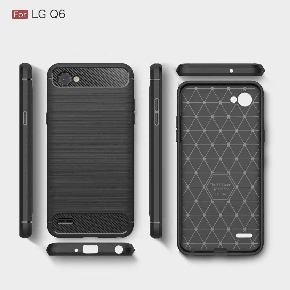 LG Q6 Удароустойчив Carbon Fiber Калъф и Протектор