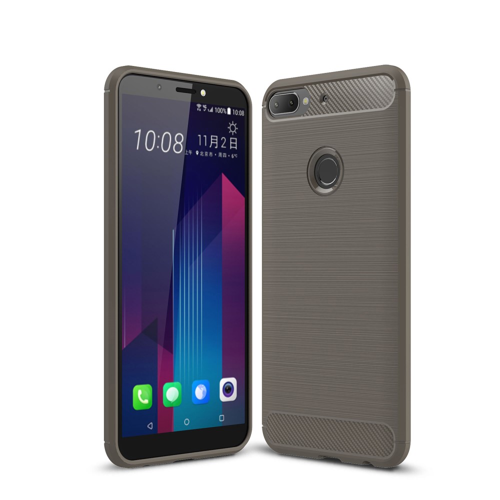 HTC Desire 12+/12 Plus Удароустойчив Carbon Fiber Калъф и Протектор