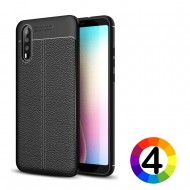 Huawei P20 Удароустойчив Litchi Skin Калъф и Протектор