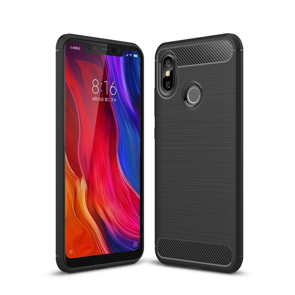 Xiaomi Mi 8 (6.21-inch) Удароустойчив Carbon Fiber Калъф и Протектор