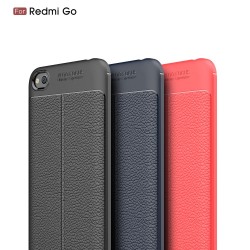Xiaomi Redmi Go Удароустойчив Litchi Skin Калъф и Протектор