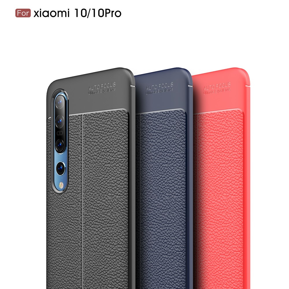 Xiaomi Mi 10 / Mi 10 Pro Удароустойчив Litchi Skin Калъф и Протектор