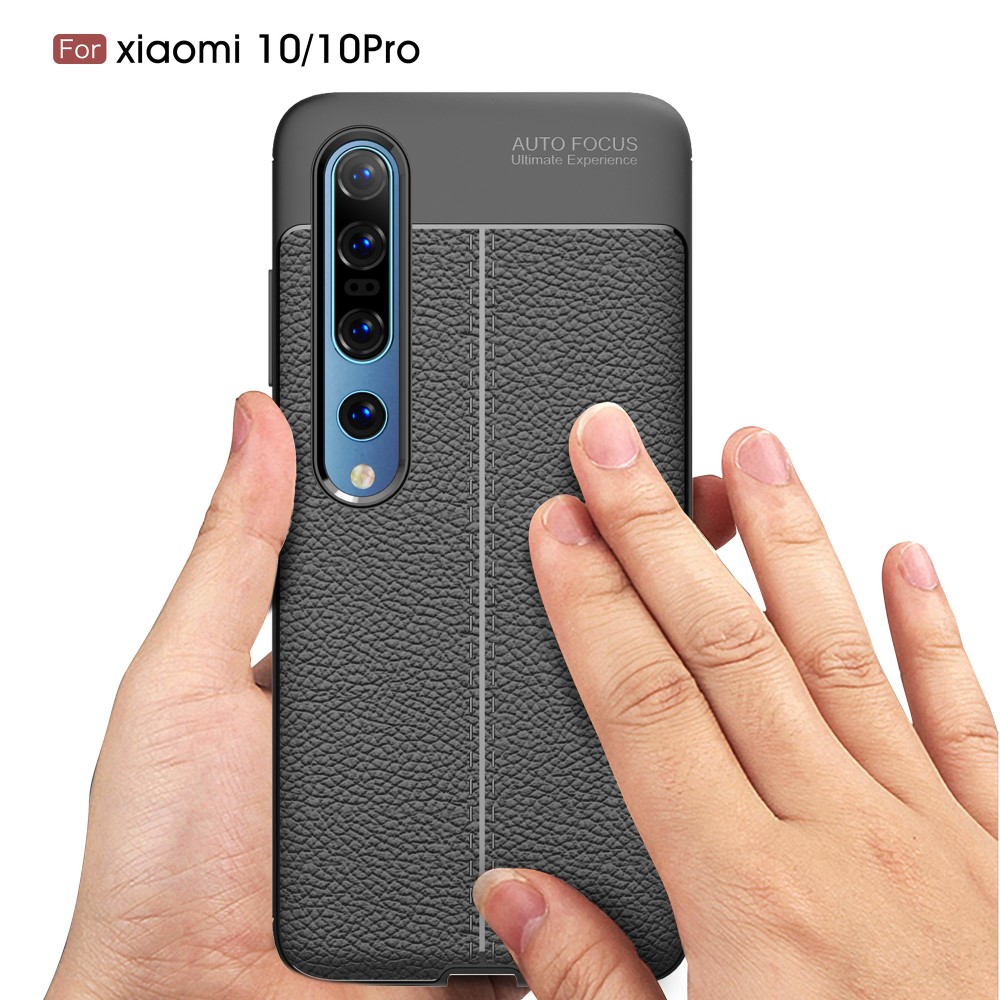 Xiaomi Mi 10 / Mi 10 Pro Удароустойчив Litchi Skin Калъф и Протектор