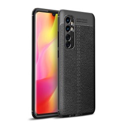 Xiaomi Mi Note 10 Lite Удароустойчив Litchi Skin Калъф и Протектор