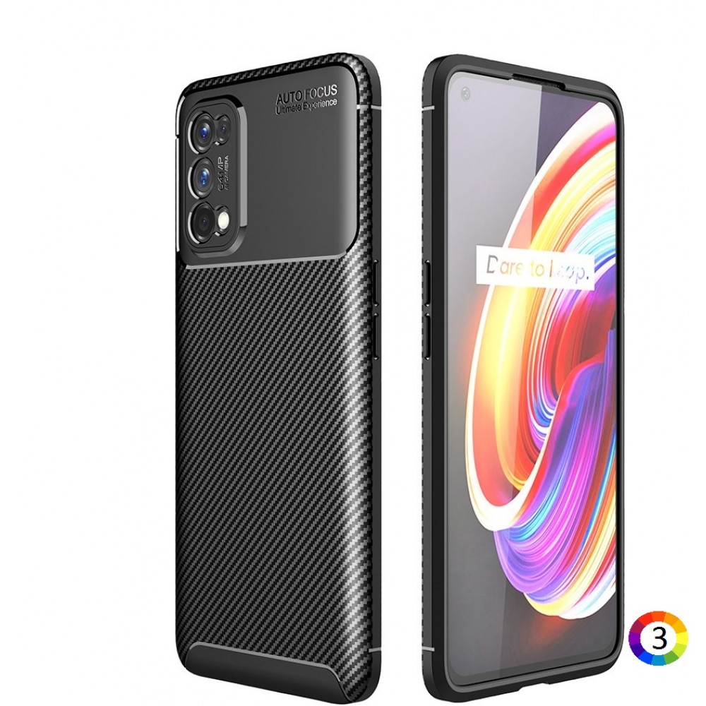Realme 7 Pro Удароустойчив Carbon Fiber Калъф и Протектор