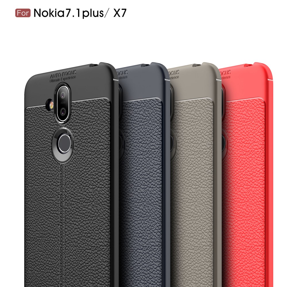 Nokia 8.1 / X7 / 8 2018  Удароустойчив Litchi Skin Калъф и Протектор
