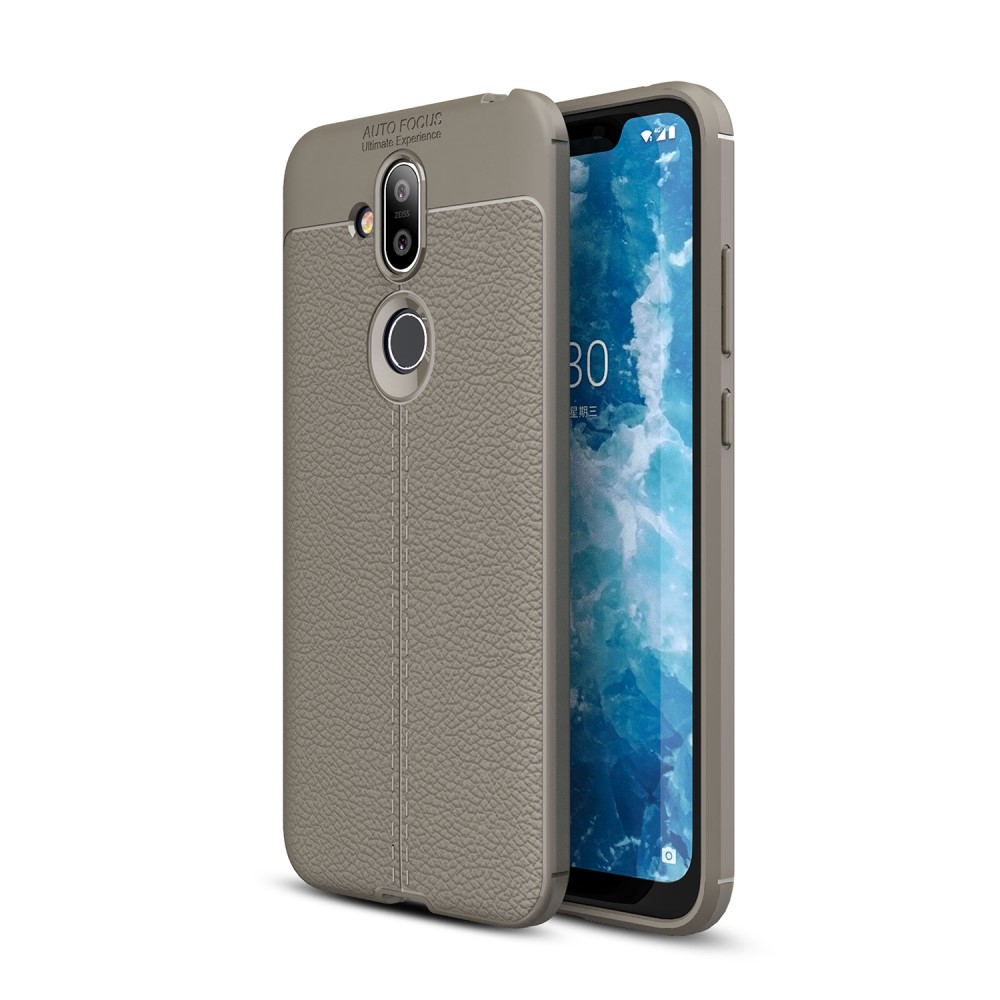 Nokia 8.1 / X7 / 8 2018  Удароустойчив Litchi Skin Калъф и Протектор