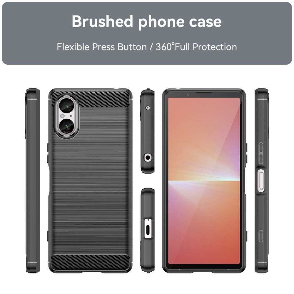 Sony Xperia 5 V Удароустойчив  Carbon Fiber Калъф и Протектор
