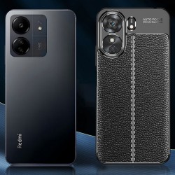 Xiaomi Redmi 13C / Poco C65 4G Удароустойчив Litchi Skin Калъф и Протектор