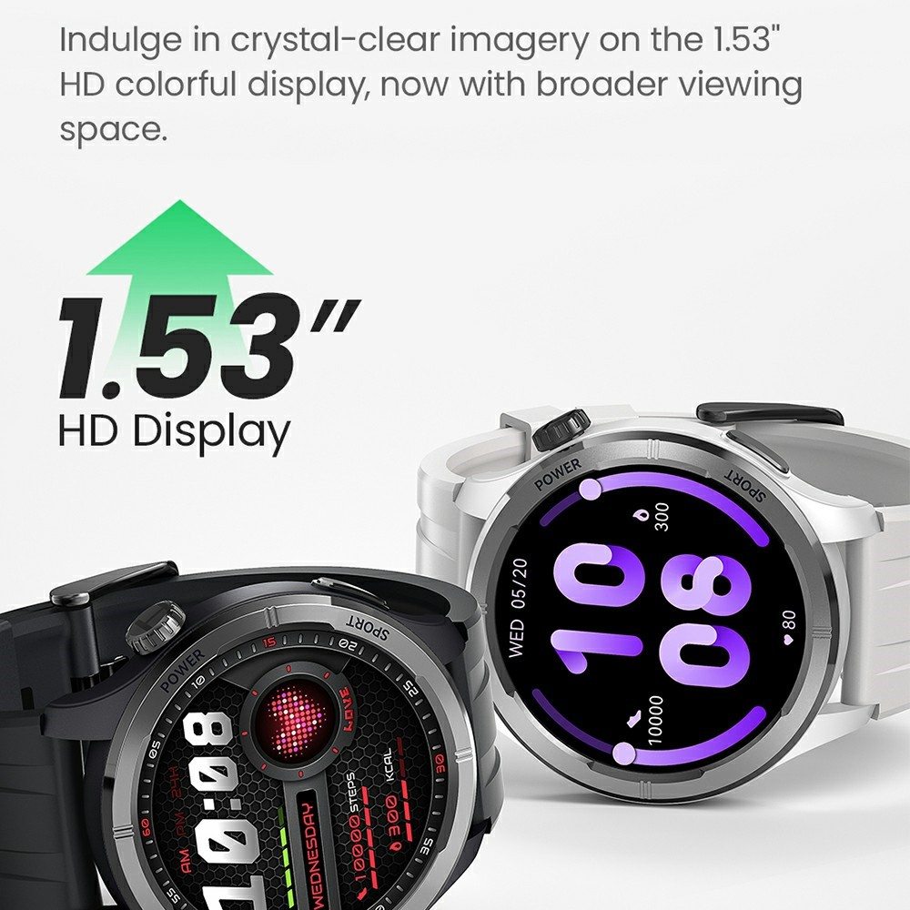 HAYLOU Solar Neo LS21 Смарт часовник- 1.53", 127 Спорт, 24/7 сърдечен ритъм, кислород в кръвта, кръвното налягане, сън (Черен, Сребрист)
