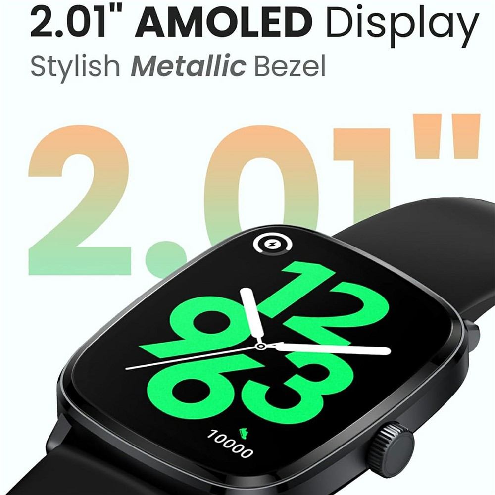 Haylou RS5 LS19 Смарт часовник-2.01" AMOLED , Bluetooth повиквания, 150+ спорта, мониторинг на съня и сърдечния ритъм (Черен, Сребрист)