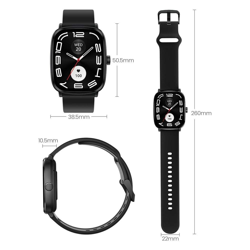 Haylou RS5 LS19 Смарт часовник-2.01" AMOLED , Bluetooth повиквания, 150+ спорта, мониторинг на съня и сърдечния ритъм (Черен, Сребрист)
