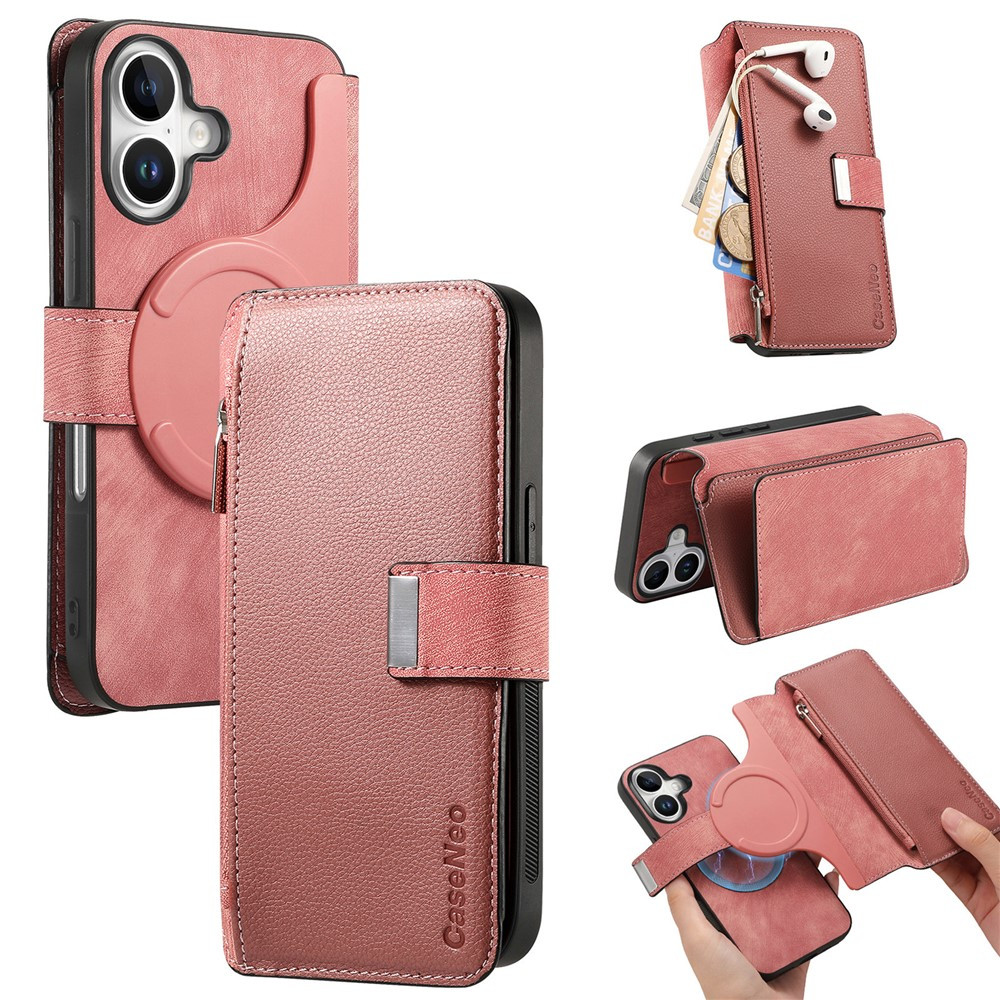 Калъф за iPhone 16 CASENEO MW-02 Магнитен Портфейл от PU Кожа с Отделящ се Калъф, RFID Защита и Скрийн Протектор – 6 цвята