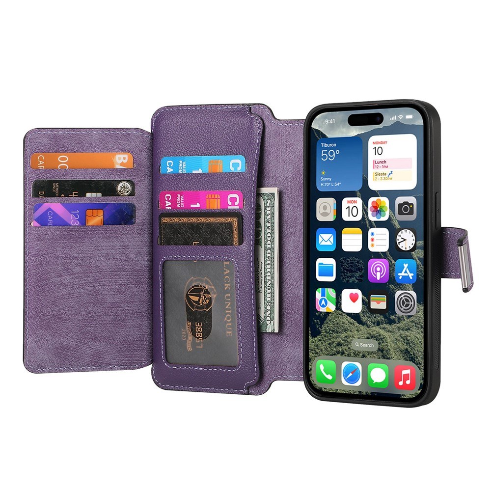 Калъф за iPhone 16 CASENEO MW-02 Магнитен Портфейл от PU Кожа с Отделящ се Калъф, RFID Защита и Скрийн Протектор – 6 цвята