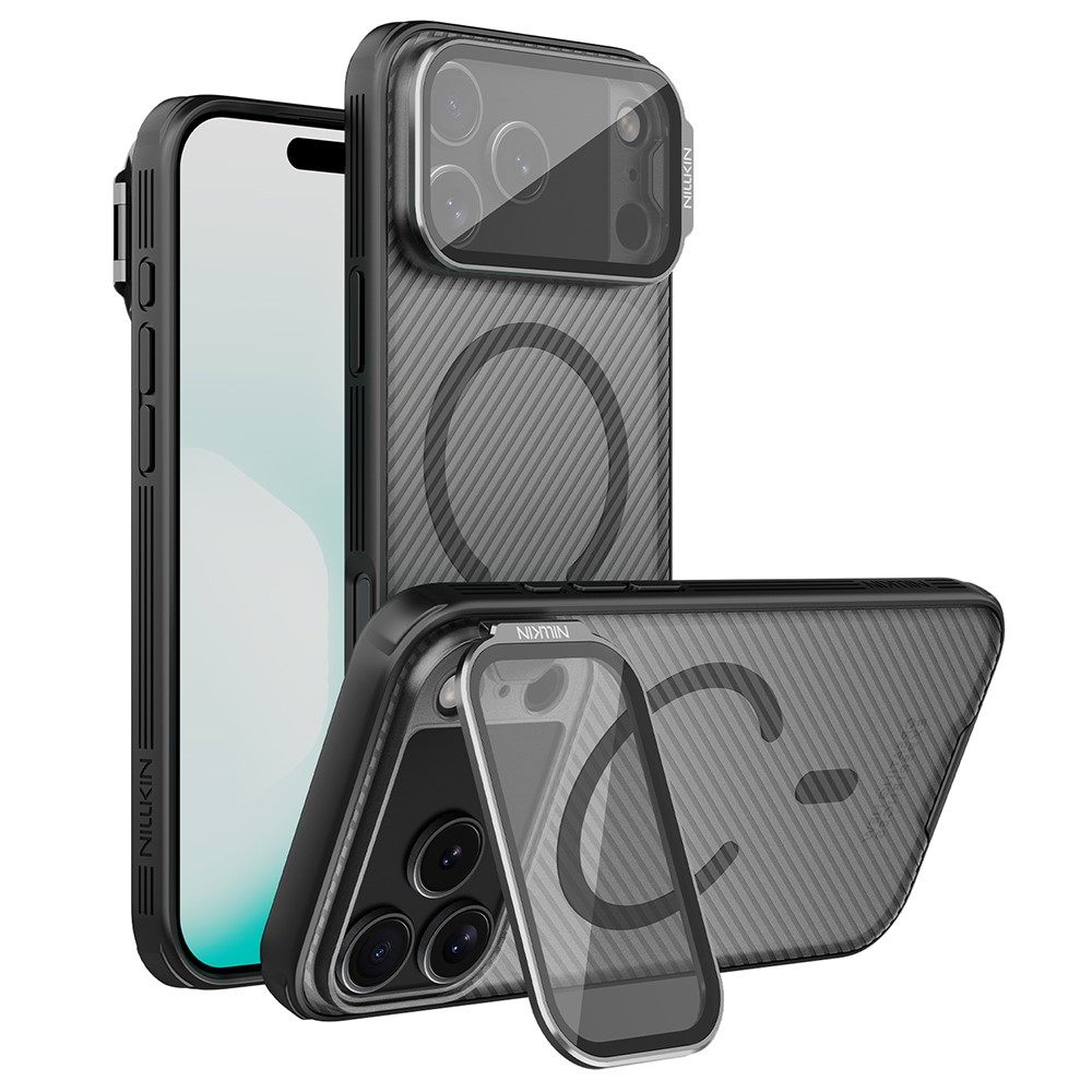 Калъф NILLKIN CamShield Prop Magnetic за iPhone 18 Pro Max / 17 Pro Max Удароустойчив TPU + PC с MagSafe, Прозрачно Капаче-Стойка за Камерата и Скрийн Протектор