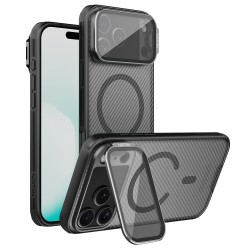 Калъф NILLKIN CamShield Prop Magnetic за iPhone 18 Pro Max / 17 Pro Max Удароустойчив TPU + PC с MagSafe, Прозрачно Капаче-Стойка за Камерата и Скрийн Протектор