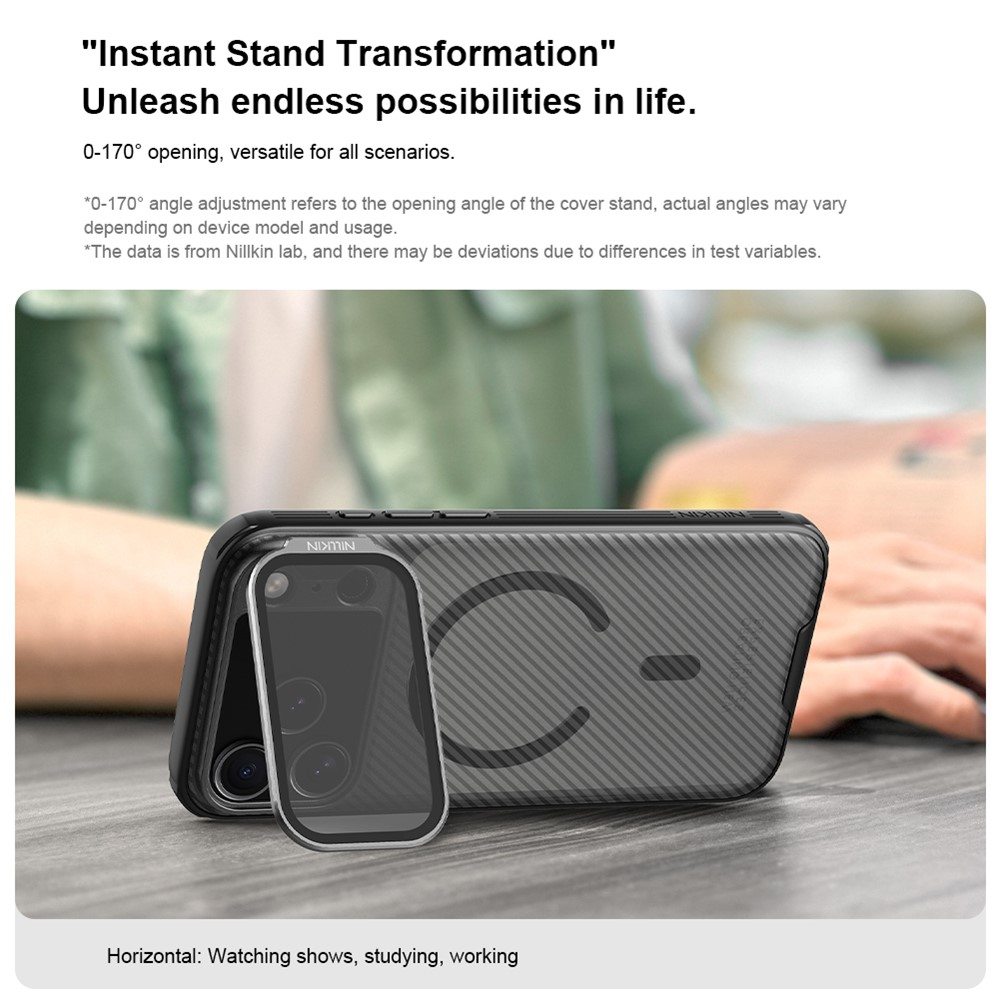 Калъф NILLKIN CamShield Prop Magnetic за iPhone 18 Pro Max / 17 Pro Max Удароустойчив TPU + PC с MagSafe, Прозрачно Капаче-Стойка за Камерата и Скрийн Протектор