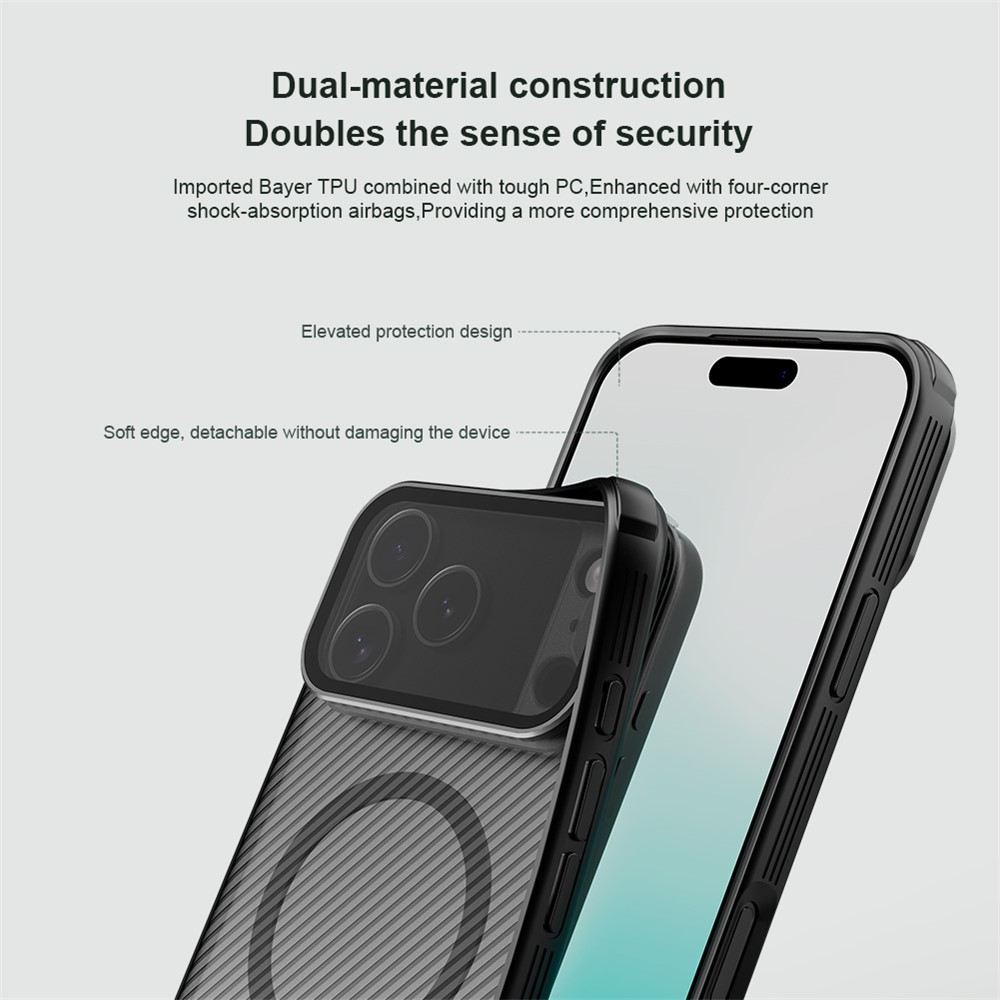 Калъф NILLKIN CamShield Prop Magnetic за iPhone 18 Pro Max / 17 Pro Max Удароустойчив TPU + PC с MagSafe, Прозрачно Капаче-Стойка за Камерата и Скрийн Протектор