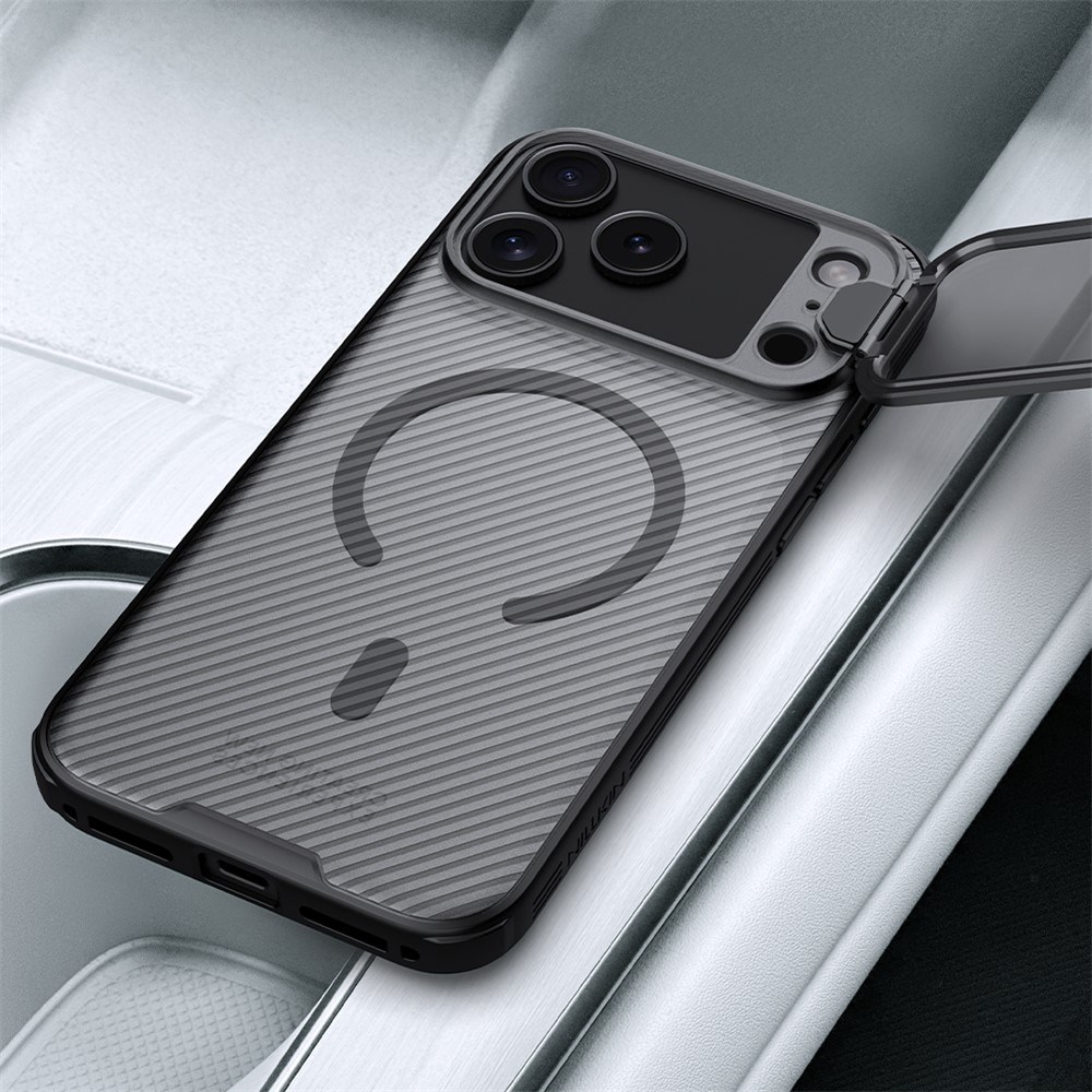 Калъф NILLKIN CamShield Prop Magnetic за iPhone 18 Pro Max / 17 Pro Max Удароустойчив TPU + PC с MagSafe, Прозрачно Капаче-Стойка за Камерата и Скрийн Протектор