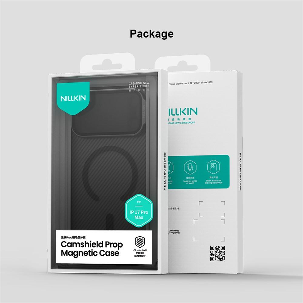 Калъф NILLKIN CamShield Prop Magnetic за iPhone 18 Pro Max / 17 Pro Max Удароустойчив TPU + PC с MagSafe, Прозрачно Капаче-Стойка за Камерата и Скрийн Протектор