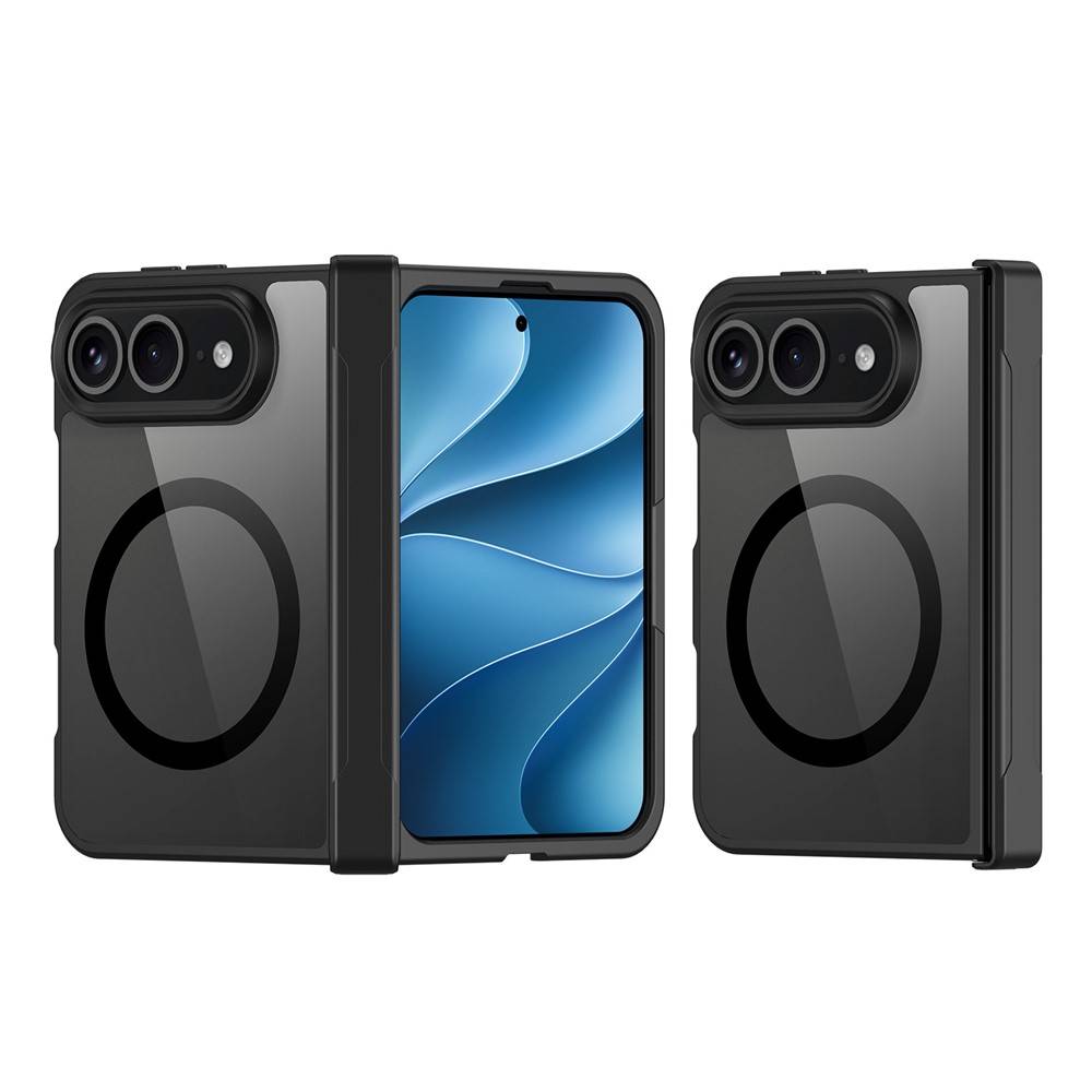 Калъф DUX DUCIS Aimo за iPhone Duo Магнитен Удароустойчив PC + TPU със Защита на Пантата, Прозрачен Гръб и Скрийн Протектор – Черен
