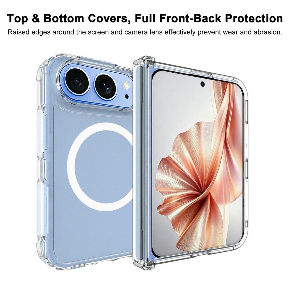 Калъф MAK за iPhone Duo Магнитен Удароустойчив TPU + PC с Airbag Защита, Защита на Пантата и Скрийн Протектор – Прозрачен