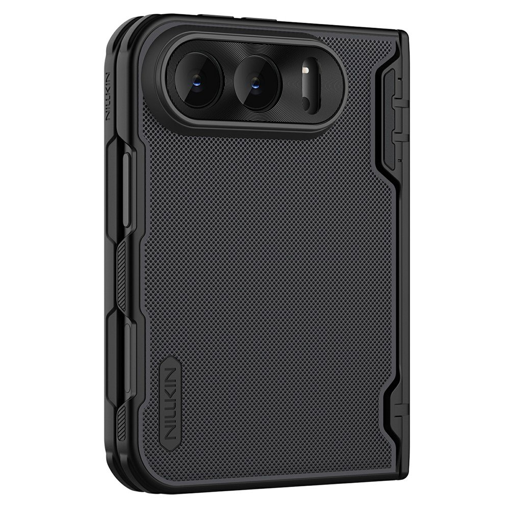 Калъф NILLKIN Super Frosted Shield Fold за iPhone Duo Магнитен Матов PC с Алуминиева Рамка за Камерата и Скрийн Протектор – Черен