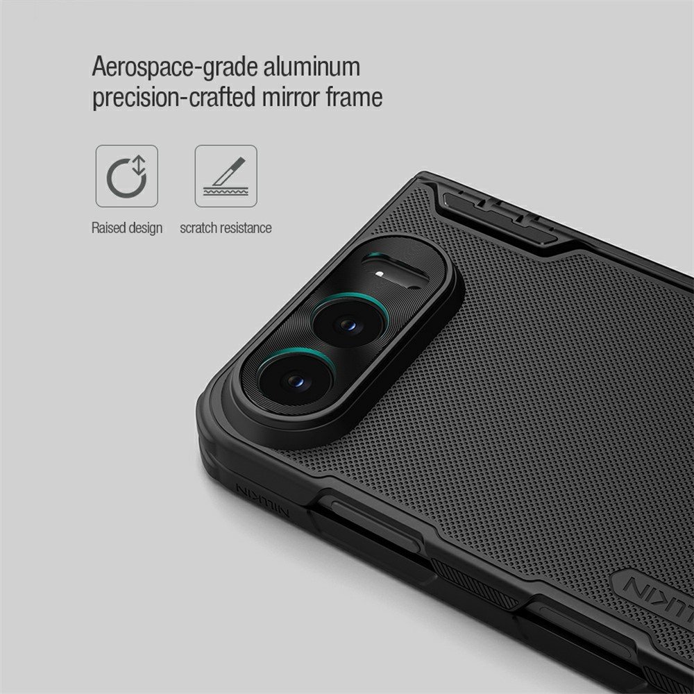 Калъф NILLKIN Super Frosted Shield Fold за iPhone Duo Магнитен Матов PC с Алуминиева Рамка за Камерата и Скрийн Протектор – Черен
