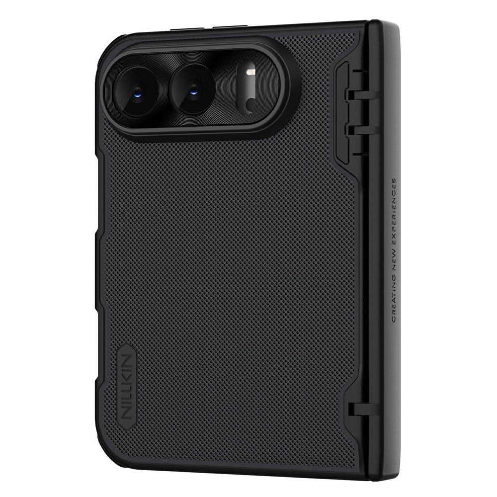 Калъф NILLKIN Super Frosted Shield Fold за iPhone Duo Магнитен Матов PC с Алуминиева Рамка за Камерата и Скрийн Протектор – Черен