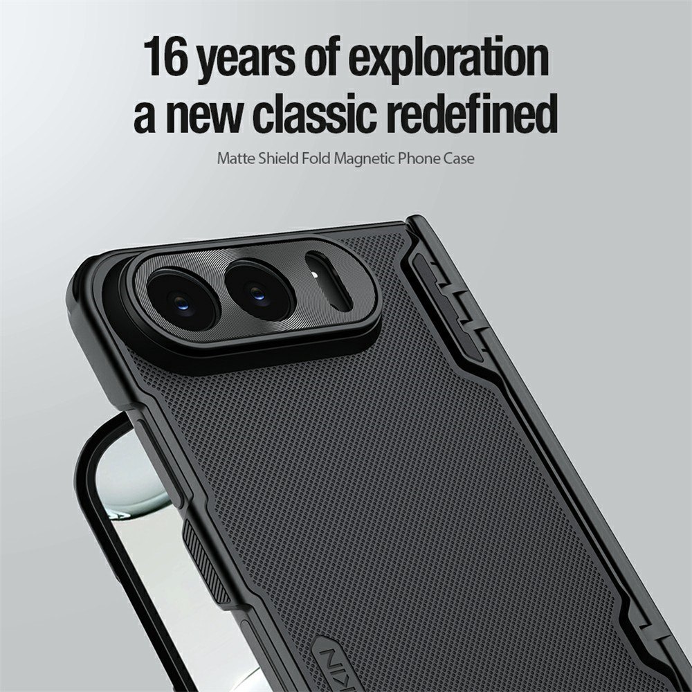 Калъф NILLKIN Super Frosted Shield Fold за iPhone Duo Магнитен Матов PC с Алуминиева Рамка за Камерата и Скрийн Протектор – Черен