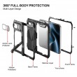 Калъф за iPhone Duo Магнитен Удароустойчив от Цинкова Сплав + Силикон със Стойка и Скрийн Протектор от Закалено Стъкло – Черен