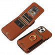 Калъф Тефтер за iPhone 13 Pro Max от PU Кожа + TPU с Портфейл, Халка-Стойка и Скрийн Протектор – Кафяв