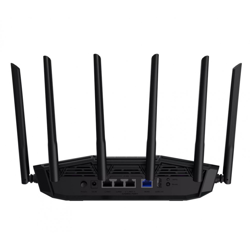ASUS TUF Gaming BE6500 Wi-Fi 7 Двулентов Рутер с 2.5GbE, 4K-QAM, MLO, Gaming Port и USB 3.2 – 90IG0920-MO9C00