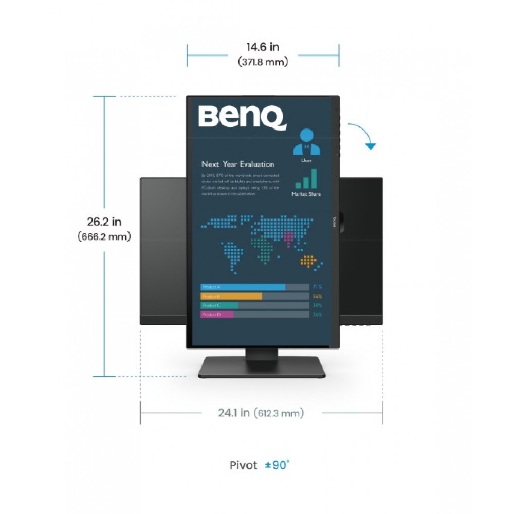 BenQ BL2786TC IPS Монитор27",  USB-C, 100Hz, Anti-Glare, Завъртане 90°, Черен