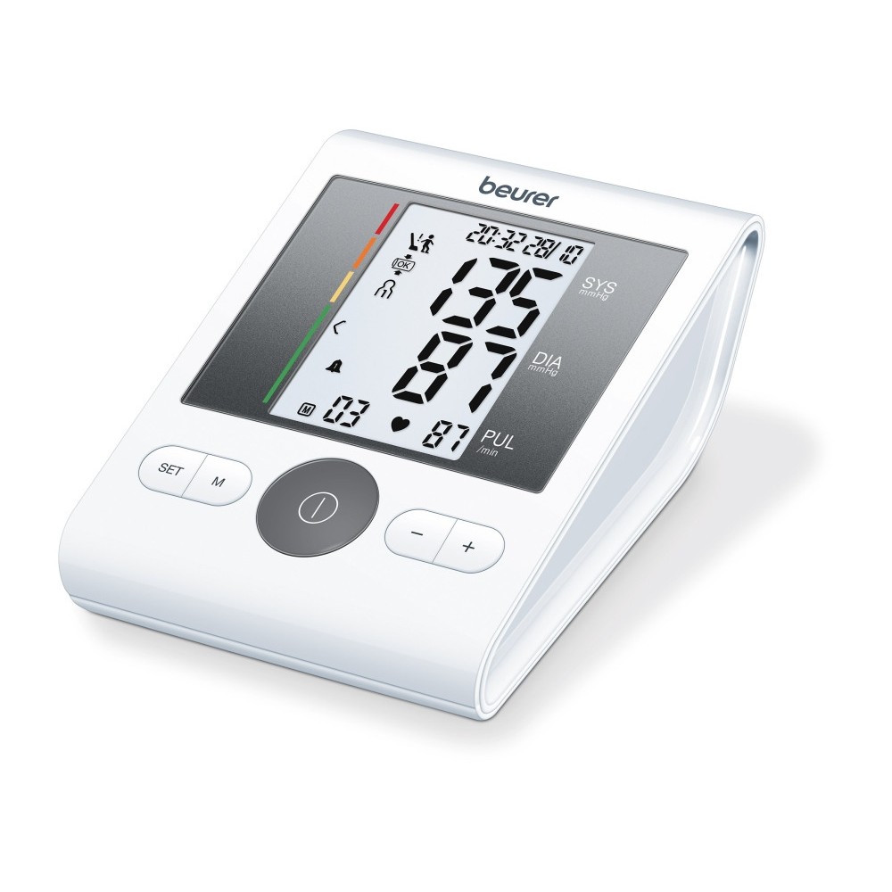 Beurer BM 28 - апарат за кръвно налягане за ръка, 4 потребители, контрол на маншета - бял/сребрист