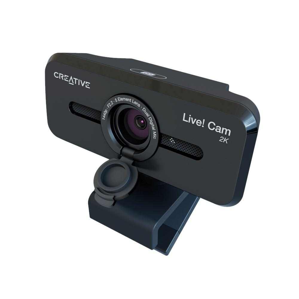 Creative Live! Cam Sync V3 2K QHD Уеб Камера с 5 MP Сензор, 4x Digital Zoom и Двойни Микрофони – Черен – CREATIVE-WEB-SYNC-V3