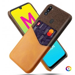 Samsung Galaxy M21 2021 Удароустойчив Cloth Texture Кожен Калъф и Протектор