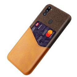 Samsung Galaxy M21 2021 Удароустойчив Cloth Texture Кожен Калъф и Протектор