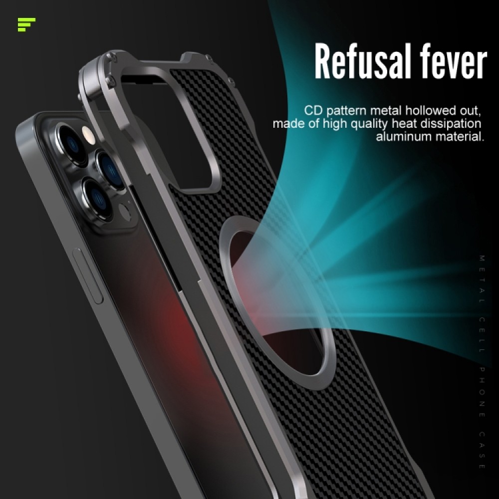 Apple  iPhone 13 Pro Удароустойчив R-JUST RJ51 Hollow Метален Калъф и Протектор