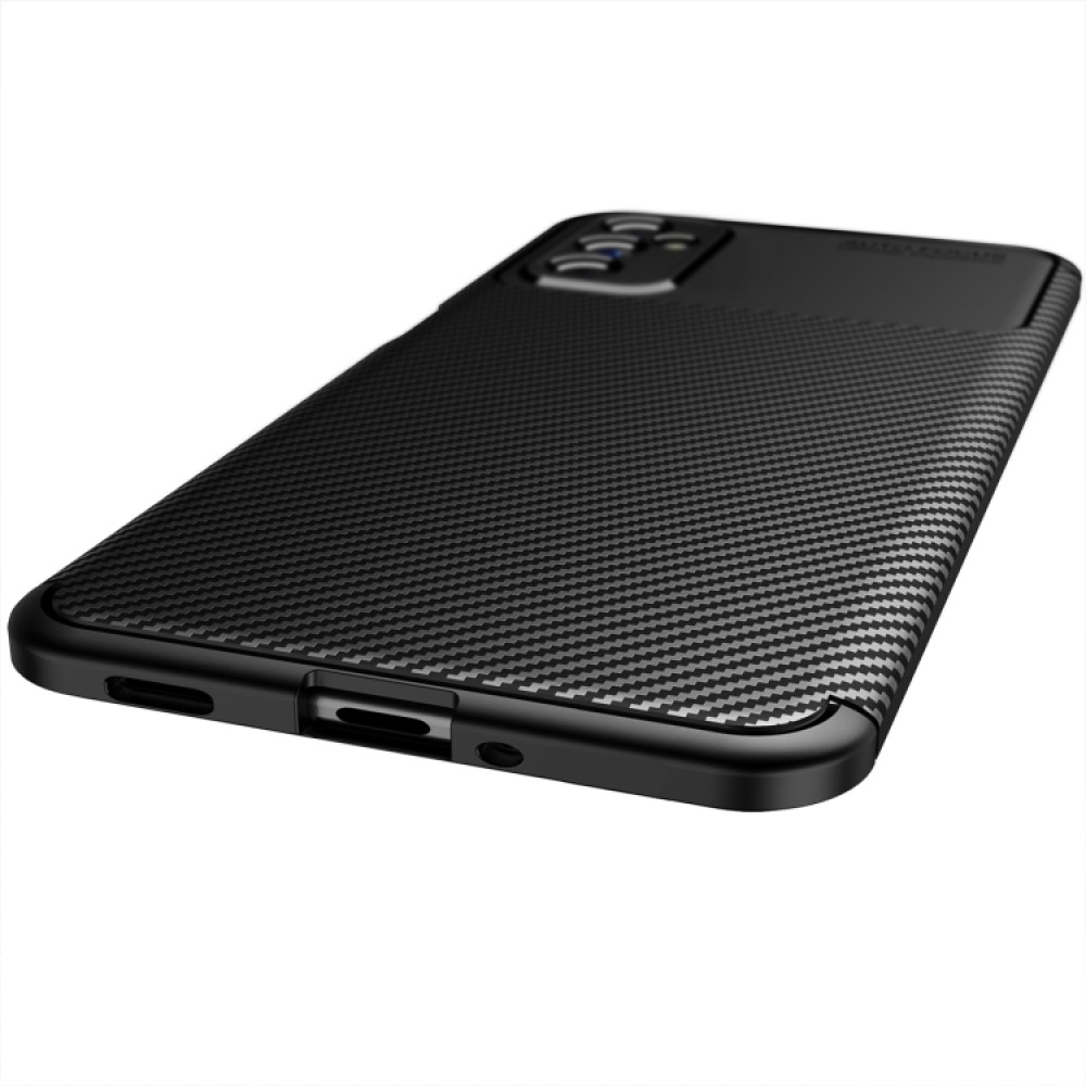 Samsung Galaxy M52 5G Удароустойчив Carbon Fiber Калъф и Протектор