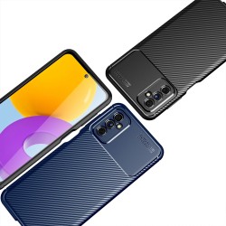 Samsung Galaxy M52 5G Удароустойчив Carbon Fiber Калъф и Протектор