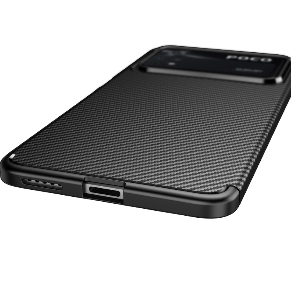 Xiaomi Poco X4 Pro 5G Удароустойчив Carbon Fiber Калъф и Протектор