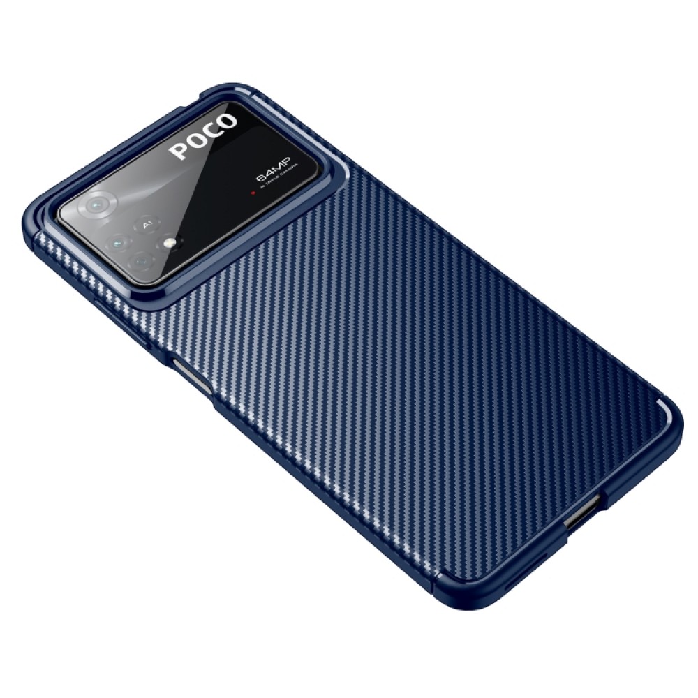 Xiaomi Poco X4 Pro 5G Удароустойчив Carbon Fiber Калъф и Протектор