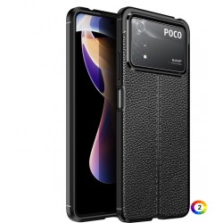 Xiaomi Poco X4 Pro 5G Удароустойчив Litchi Skin Калъф и Протектор