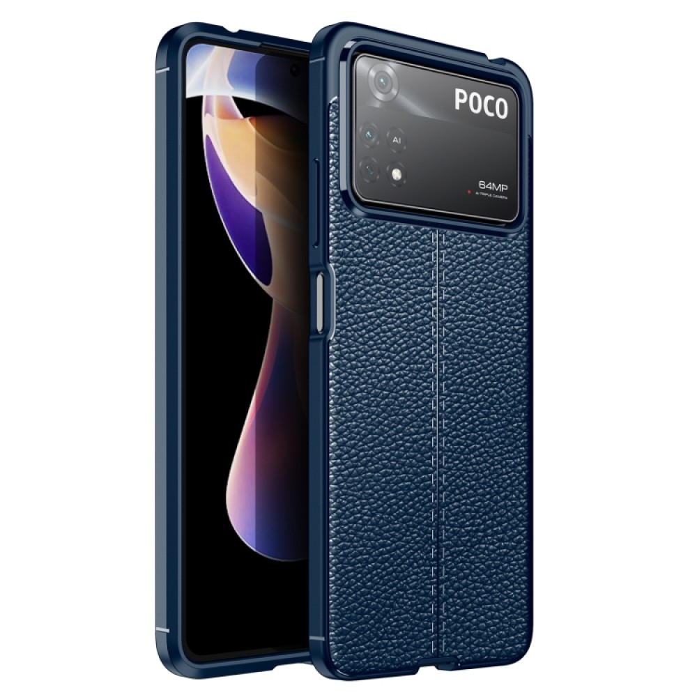 Xiaomi Poco X4 Pro 5G Удароустойчив Litchi Skin Калъф и Протектор